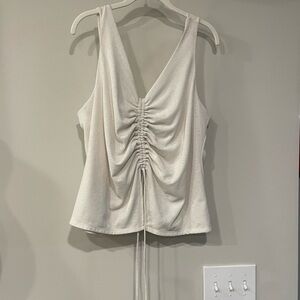 Express V-Neck Ruched Split Hem Tie Tank